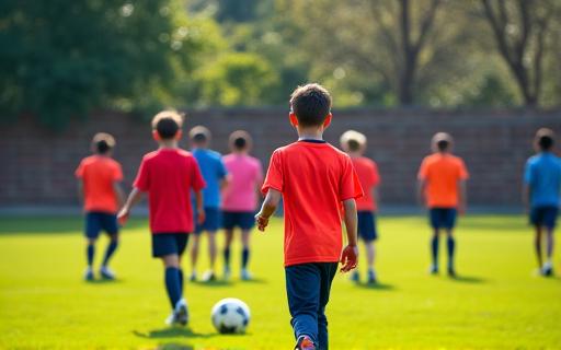 Young football players training on a pitch, focusing on youth development